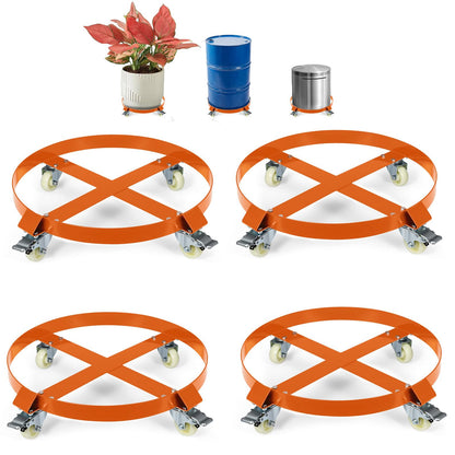 55 Gallon Heavy Duty Drum Dolly, 1,000 Pound Capacity,Barrel Dolly Cart Drum Caddy with Cross Braces & Swivel Casters Wheel,Non Tipping Design,Barrel Cart with Brake for Warehouse Drum Handling