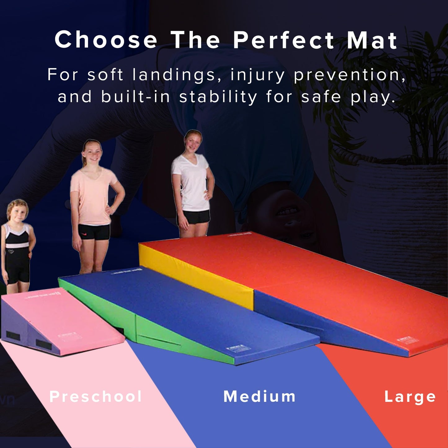 We Sell Mats Gymnastics Incline Mat, Folding and Non-Folding Cheese Wedge Skill Shape, Tumbling Mat for Gymnastics Training, Cheerleading and Obstacle Courses, Multi-Color, Medium (60" x 30" x 15")