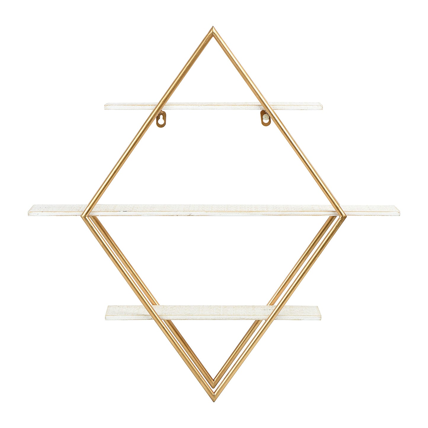 Main + Mesa Wood and Gold Diamond Wall Shelf
