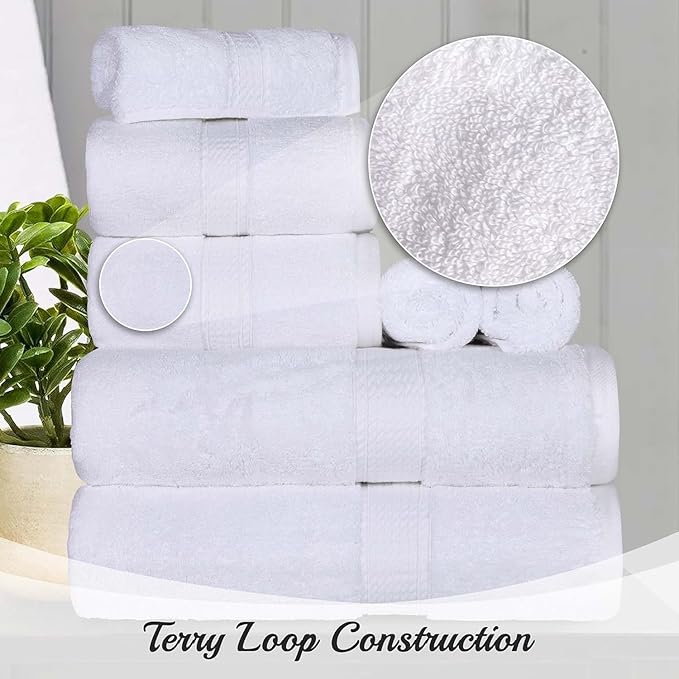 SUPERIOR Egyptian Cotton Pile 3 Piece Towel Set, Includes 1 Bath, 1 Hand
