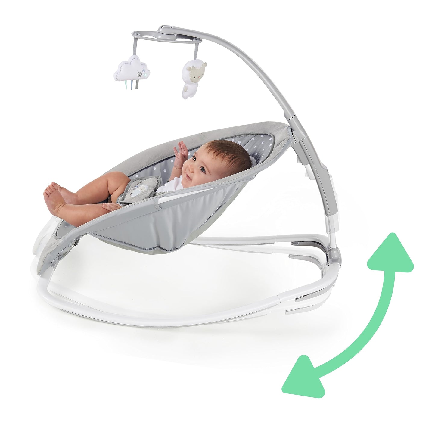 Ingenuity, Cuddle Lamb Baby Rocking Hammock with Vibration, Game Bow are 2 Stuffed Animals, 12 Melodies, 4 Nature Sounds, Adjustable Volume, Ergonomic, from Newborn to 18 kg