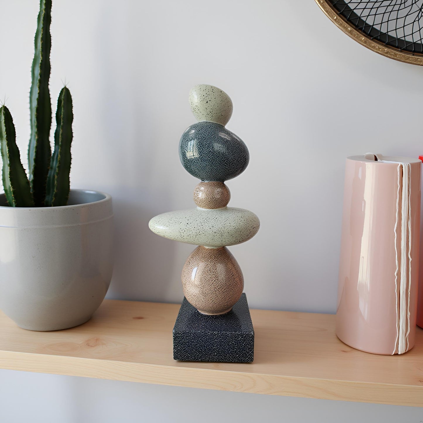 LAIKEARTS 13'' Abstract Rock Decorative Sculpture Ornament, Sandstone Statue Decor for Living Room, Modern Resin Stone Sculpture,Coffee Table Decoration,Gifts for Good Luck, Health, Strength