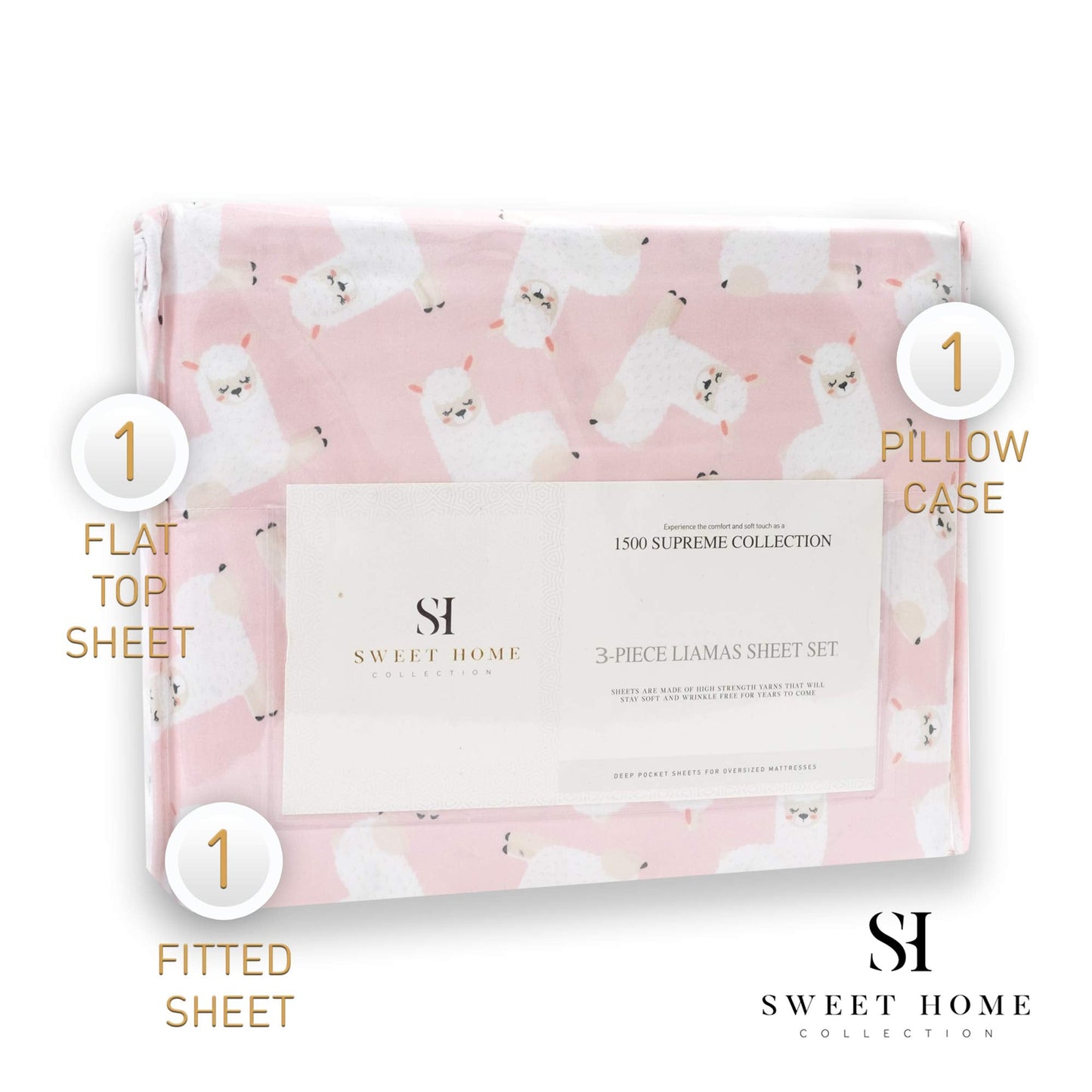 1500 Supreme Kids Bed Sheet Collection - Fun Colorful and Comfortable Boys and Girls Toddler Sheet Sets - Deep Pocket Wrinkle Free Soft and Cozy Bedding - Twin, Llamas