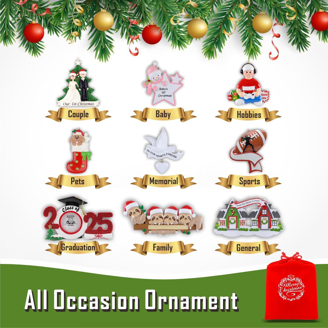 Personalized Family Christmas Ornament 2026 - Gingerbread House Family of 16 Christmas Ornament, Large Candy Cane Tree Decoration Gift for Grandkids, Parents & Extended Relatives Holiday Keepsake