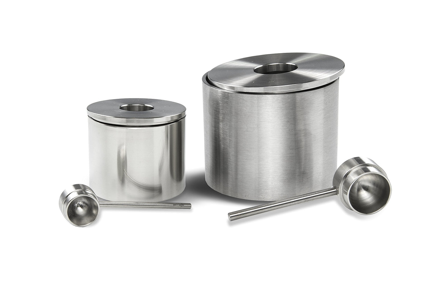Grind Gourmet Salt Cellar, Spice Jars Stainless Steel, Storage Spice Jars Silver Cellar With Spoon Solid Stainless Steel Holder (Large, Silver)