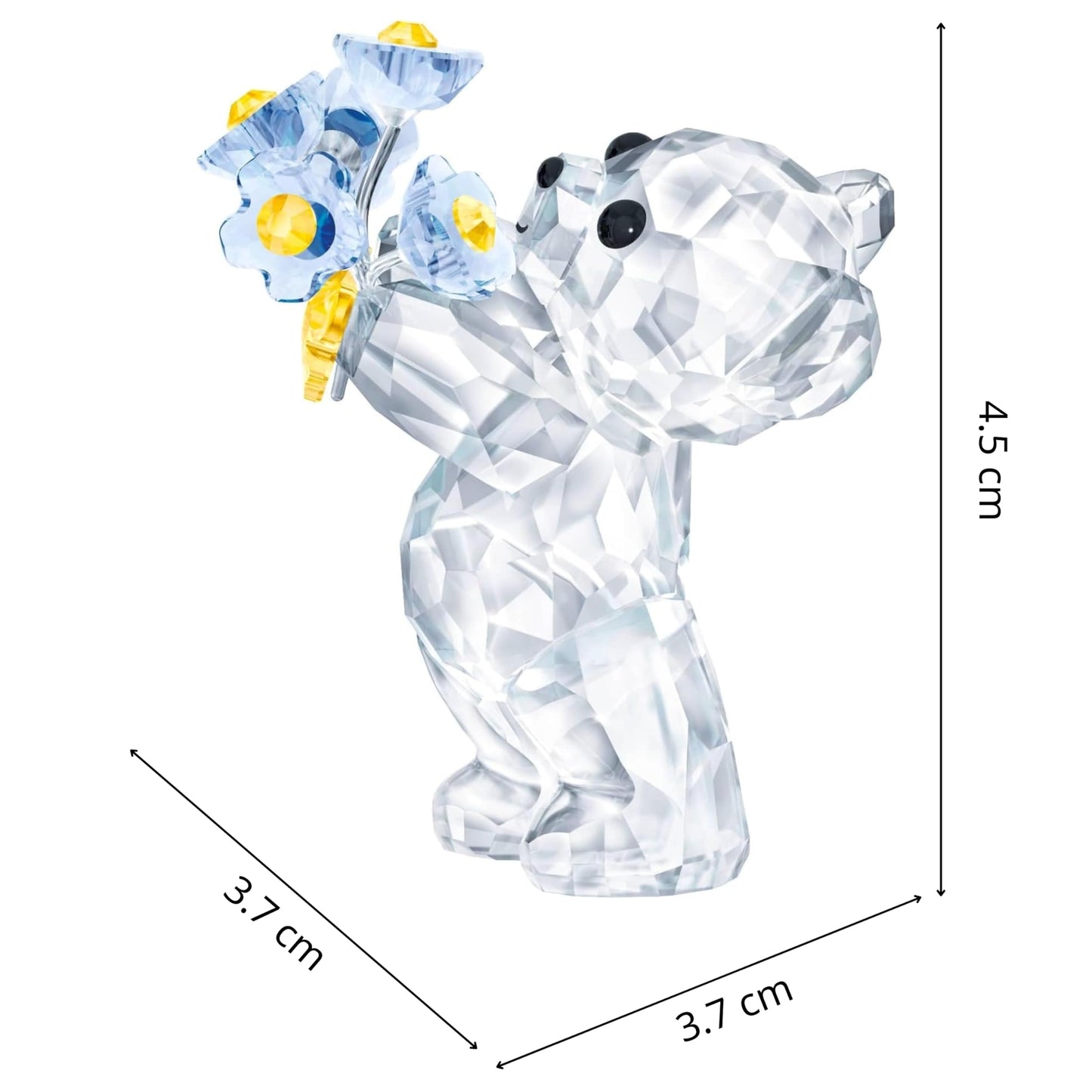 SWAROVSKI Kris Bears Forget Me Not, Clear Swarovski Crystal with Blue and Yellow Accents, Part of the Swarovski Kris Bears Collection