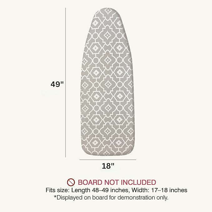 Ironing Board Cover and Pad 18"x49" Extra Thick Natural Cotton, Scorch and