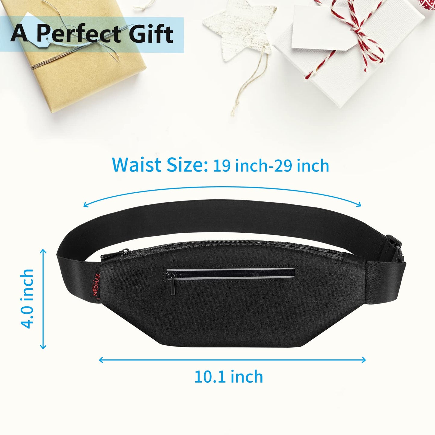 MEDMAX Diabetic Running Belt with Adjustable Waist, Insulin Pump Belt Holder Organizer Waist Pouch, Epipen Medical Fanny Pack Bag (Bag Only) (Black)