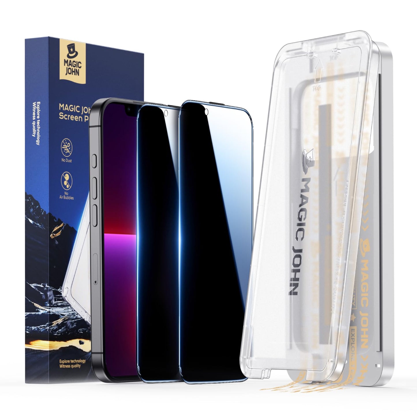 MAGIC JOHN 3rd Gen Upgraded for iPhone 16ProMax Privacy Screen Protector 6.9 Inch,25°Anti-Spy Screen,Shockproof Tempered Glass,Auto Dust-Removal,Bubble Free,Easy Installation,2 Pack