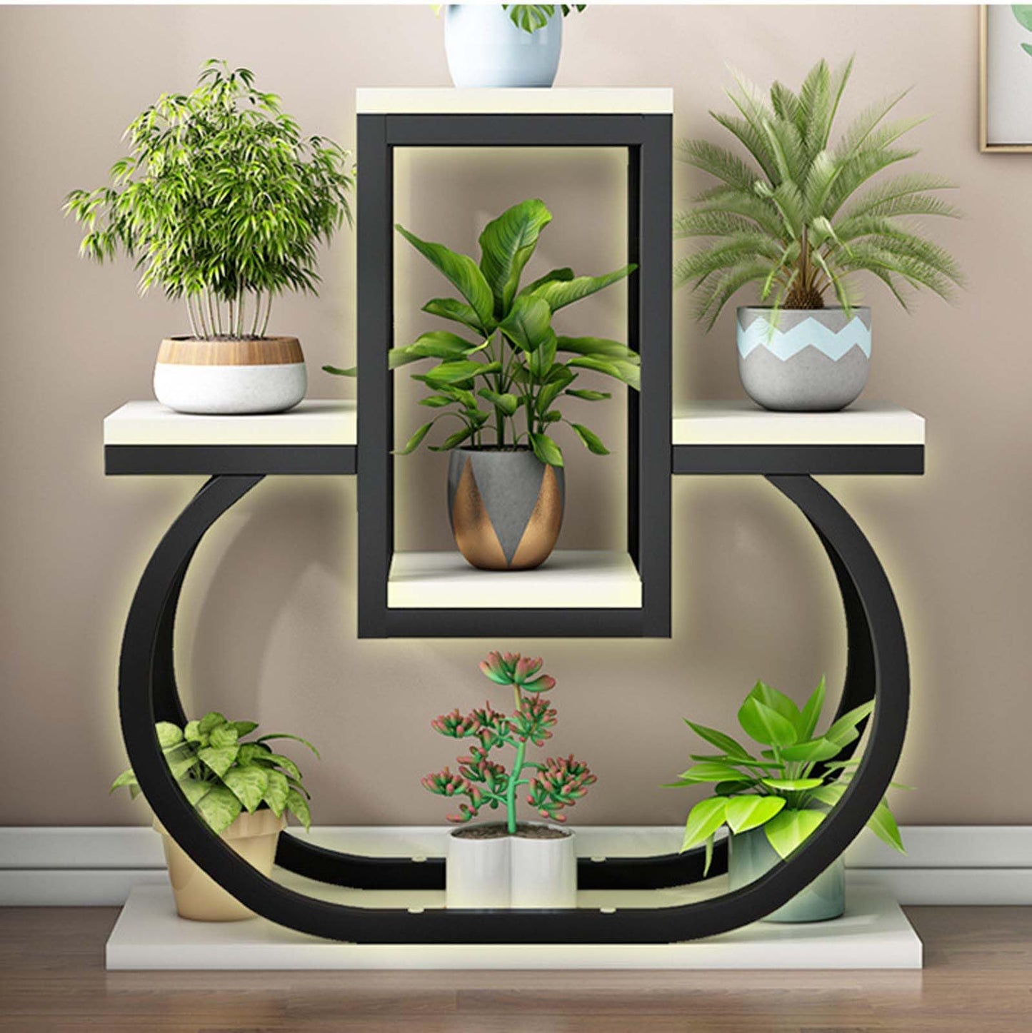 HUHJYUGE 4 Tier Plant Stand For Outdoor Indoor, Waterproof Metal Tall Plant Stand, Multiple Stand Holder Shelf Rack, Outdoor Planter Display Shelves, for Living Room Balcony Garden