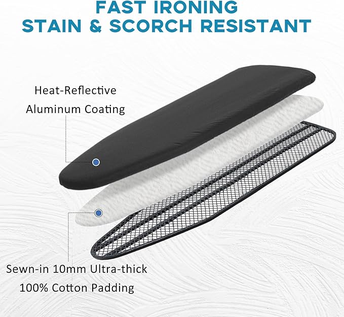 43x13 Small Ironing Board Cover and Pad, Iron Board Replacement Cover, Thick