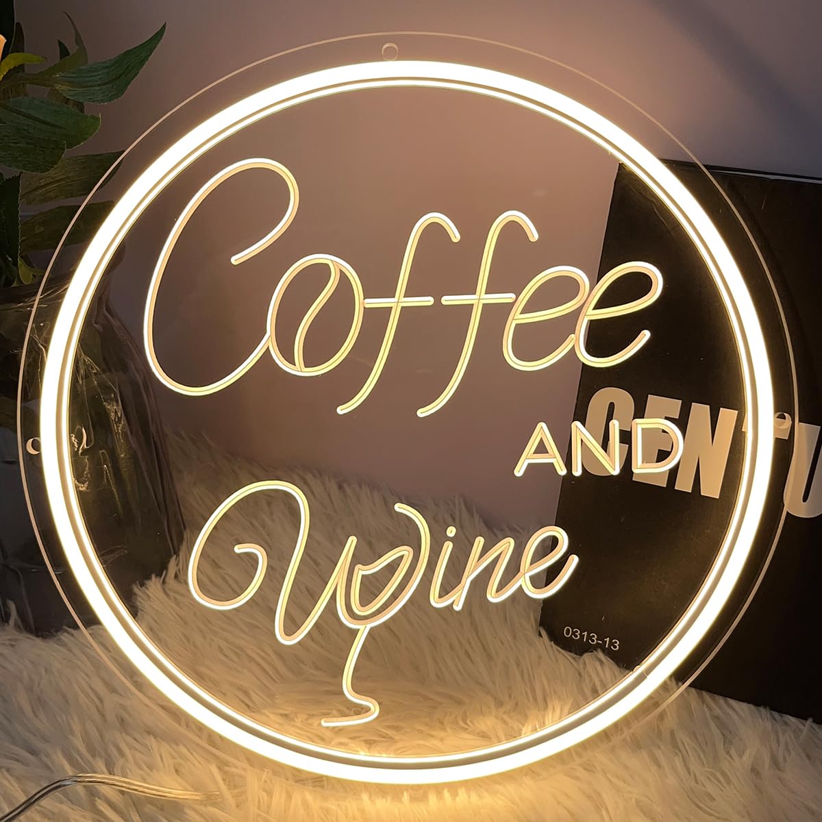 Coffee & Wine Neon Sign For Wall Decor 3D Art Carving Design Indoor Bedroom Led Neon Signs Backdrop Flex Christmas Party Business Shop Window Wedding Living Room Birthday Gift(Warm White,USB,30×30CM)
