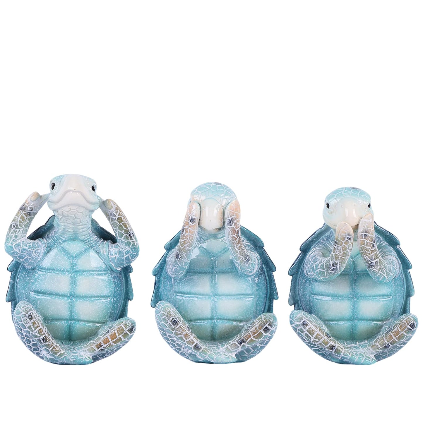 Turtle Sculpture 3-Piece Set Coastal Home Decor Turtle sculptures are perfect for bathrooms, offices, bookshelves, display shelves, coffee tables, or beach-themed decor in any room of your home.
