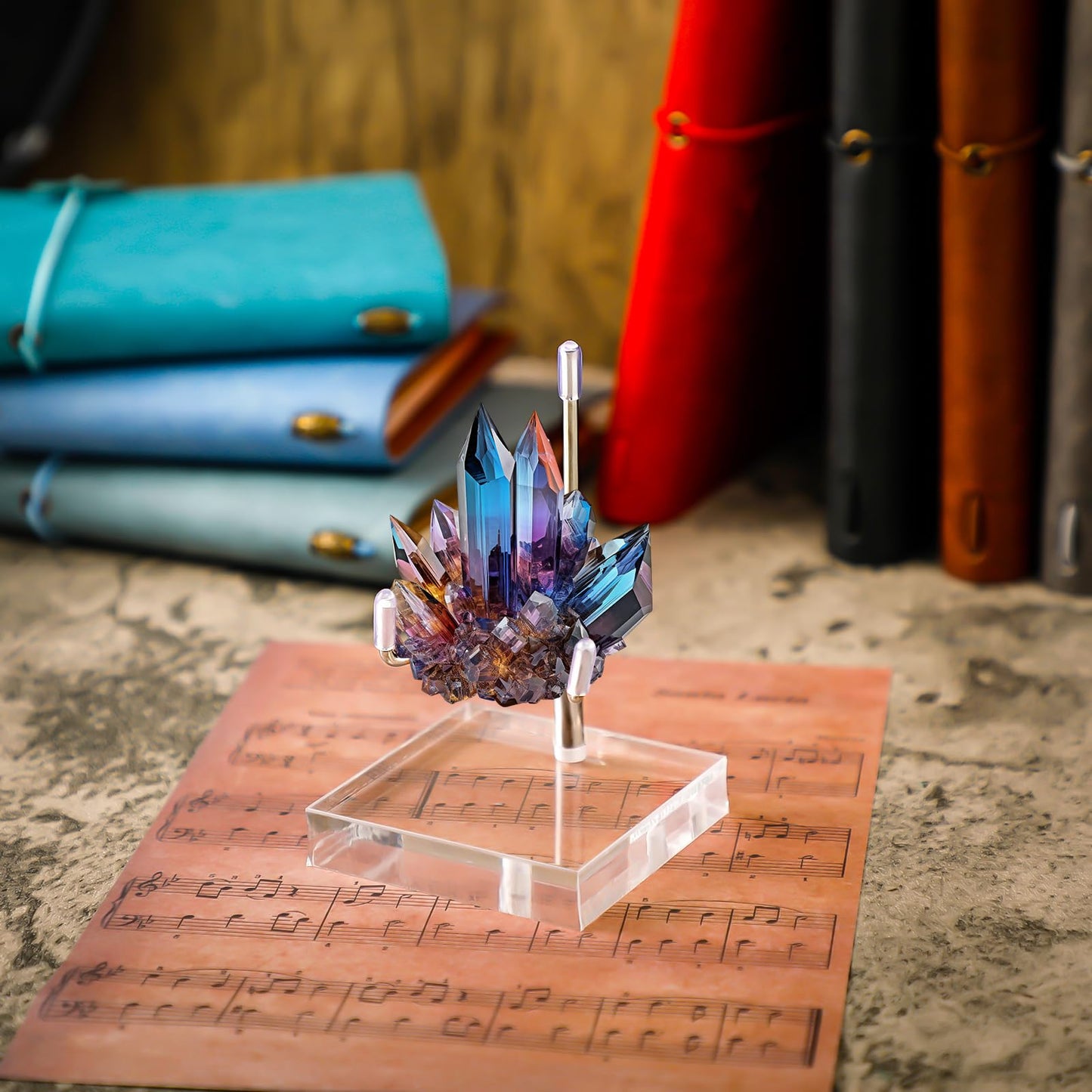 Kigley 8 Pcs Adjustable Metal Arm Display Stand Crystal Holder Easel Display with Acrylic Base Easel Rock Mineral Stand for Geodes Mineral Agate Collection (Silver,1.57 x 1.57 x 2.95 Inches)