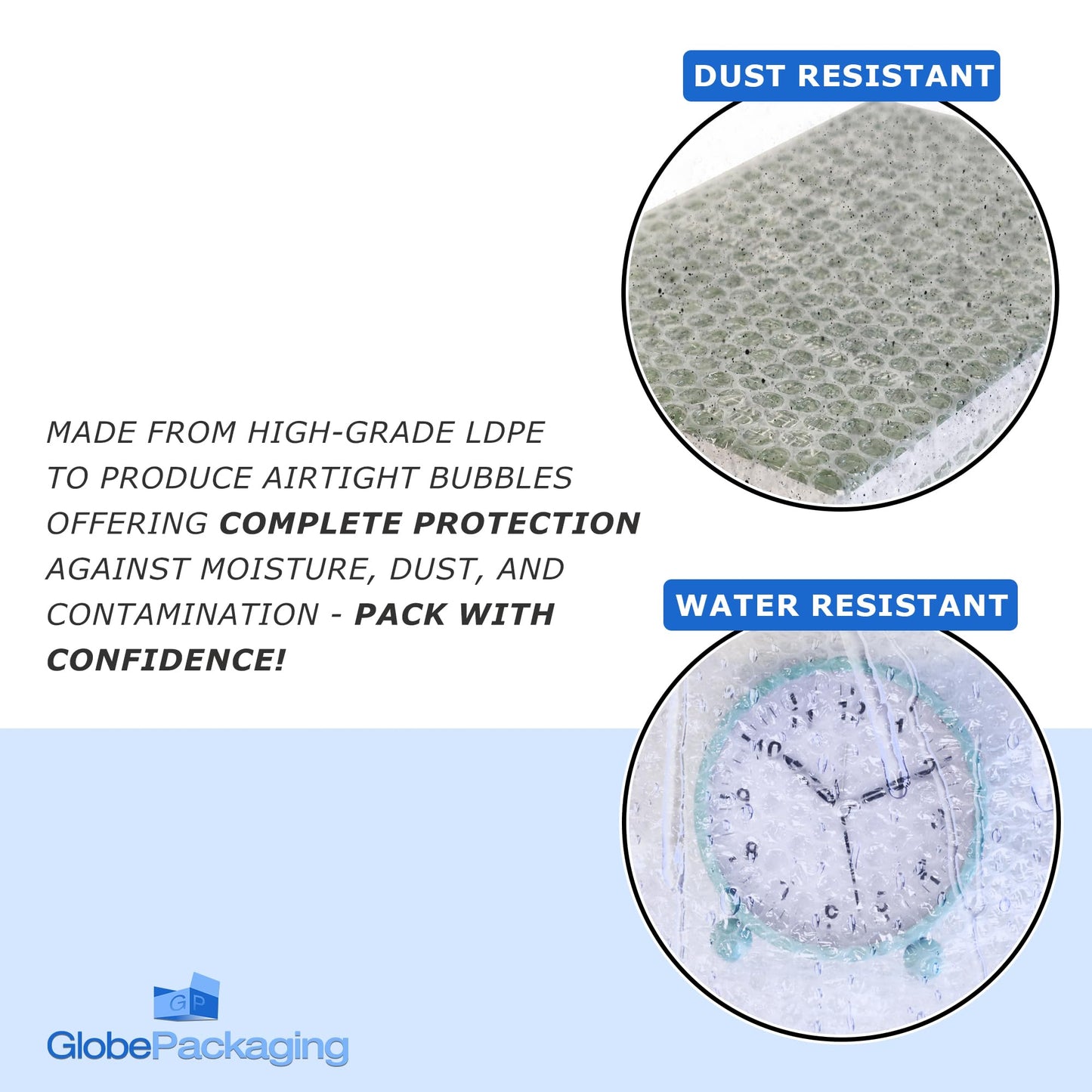 Globe Packaging 500mm x 100m Large Bubble Wrap Roll with Small Air Bubbles - Cushioning & Protection Packaging for Moving House, Ecommerce and Storage