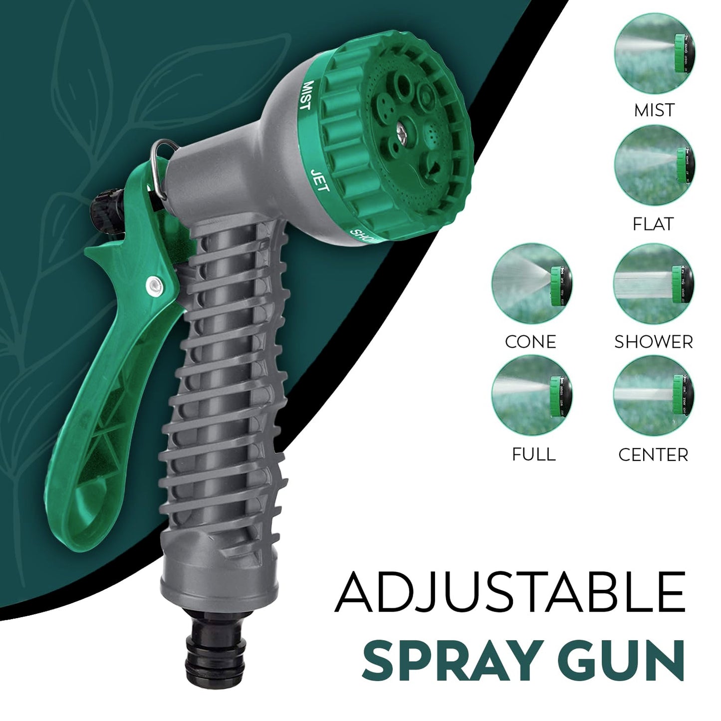Green Haven Garden Hose Pipe Reel – 10m / 32ft Lightweight Compact Hosepipe with 7-Pattern Spray Nozzle Gun, Easy Wind Mini Hose Reel for Small Gardens, Balconies & Outdoor Cleaning