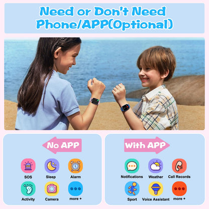 Smart Watch for Kids, 1.85" Fitness Tracker with Heart Rate, Sleep Monitor, IP68 Waterproof Smartwatches with Video Music, Pedometer, Game, NO APP/Phone, Gift for Boys Girls. (Classic, Blue)