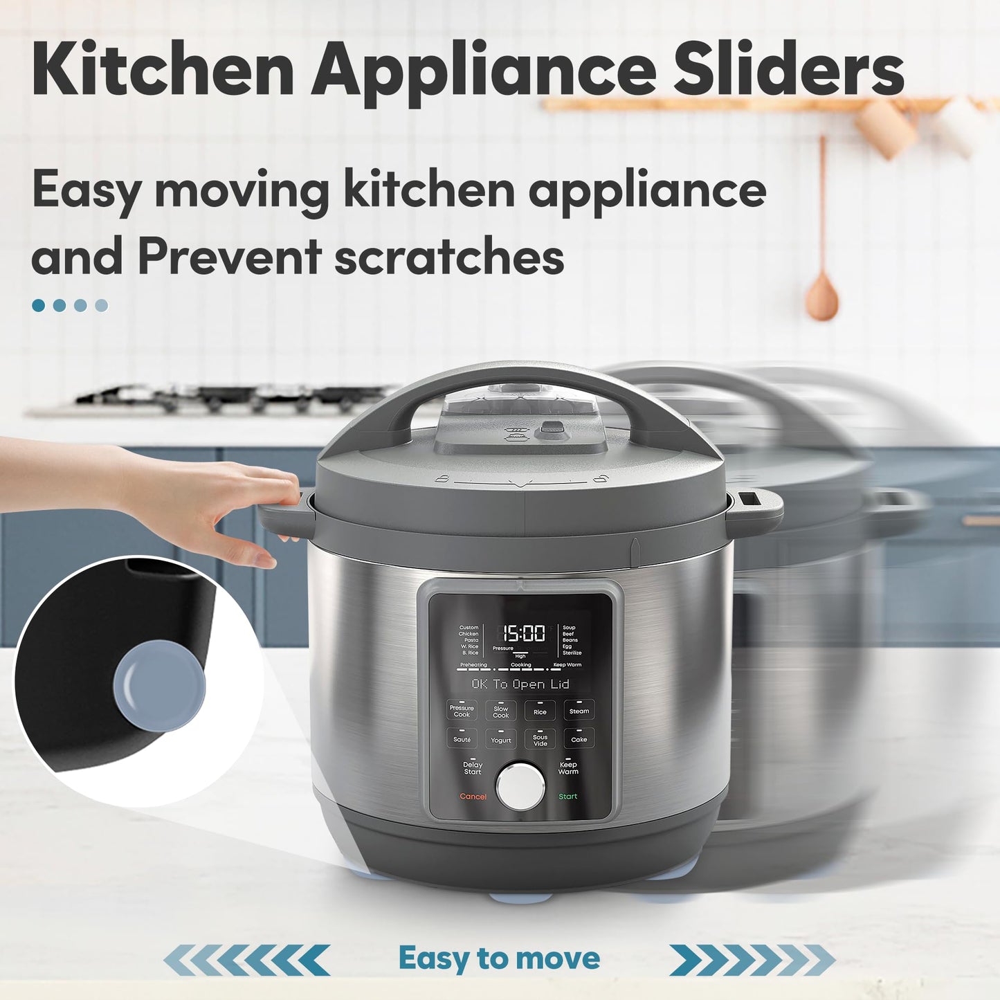 Appliance Sliders for Kitchen 24 PCS Self-Adhesive Small Kitchen Finds Appliance Slider Hacks Easy to MovIing & Space Saving Must Have Home Gadgets Mixer Accessories for Countertop
