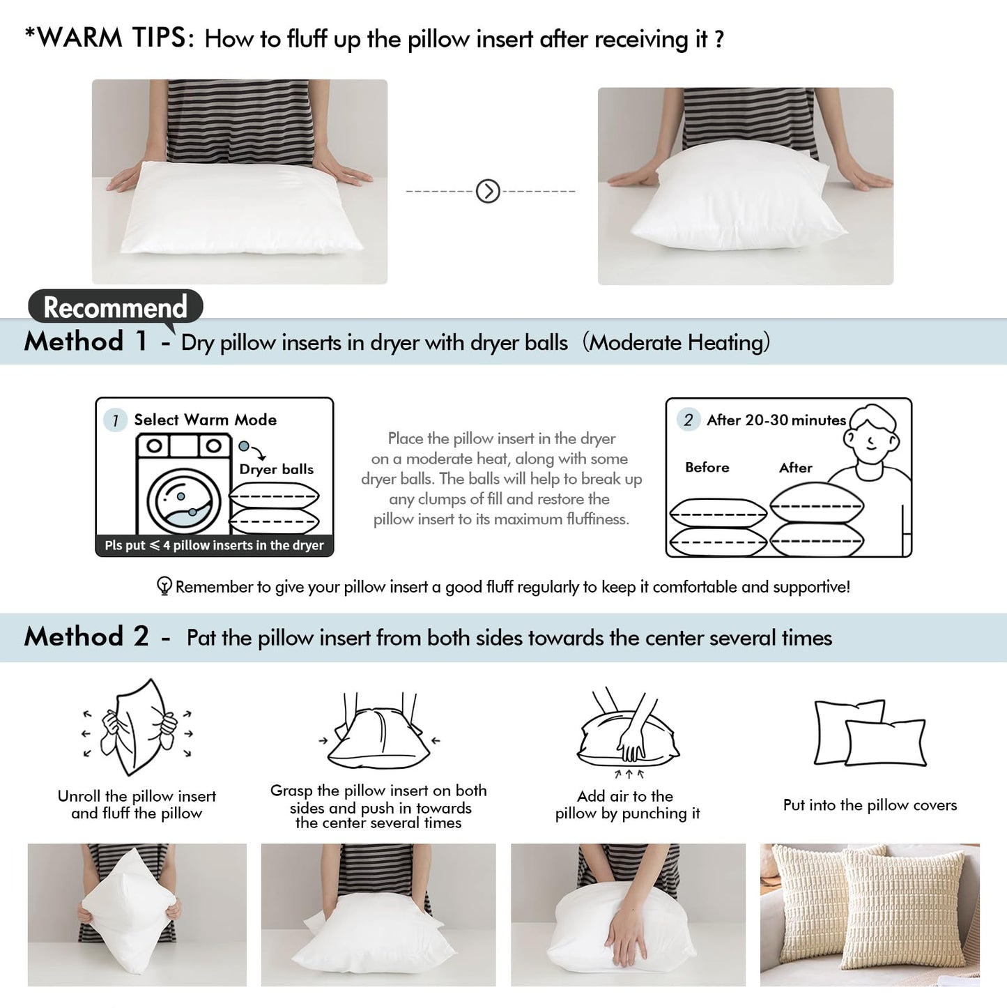 MIULEE 22x22 Pillow Inserts,Set of 2 Down Feather Throw Pillows for Couch Sofa Bed, Decorative Fluffy Throw Pillow Inserts Cotton Fabric,White
