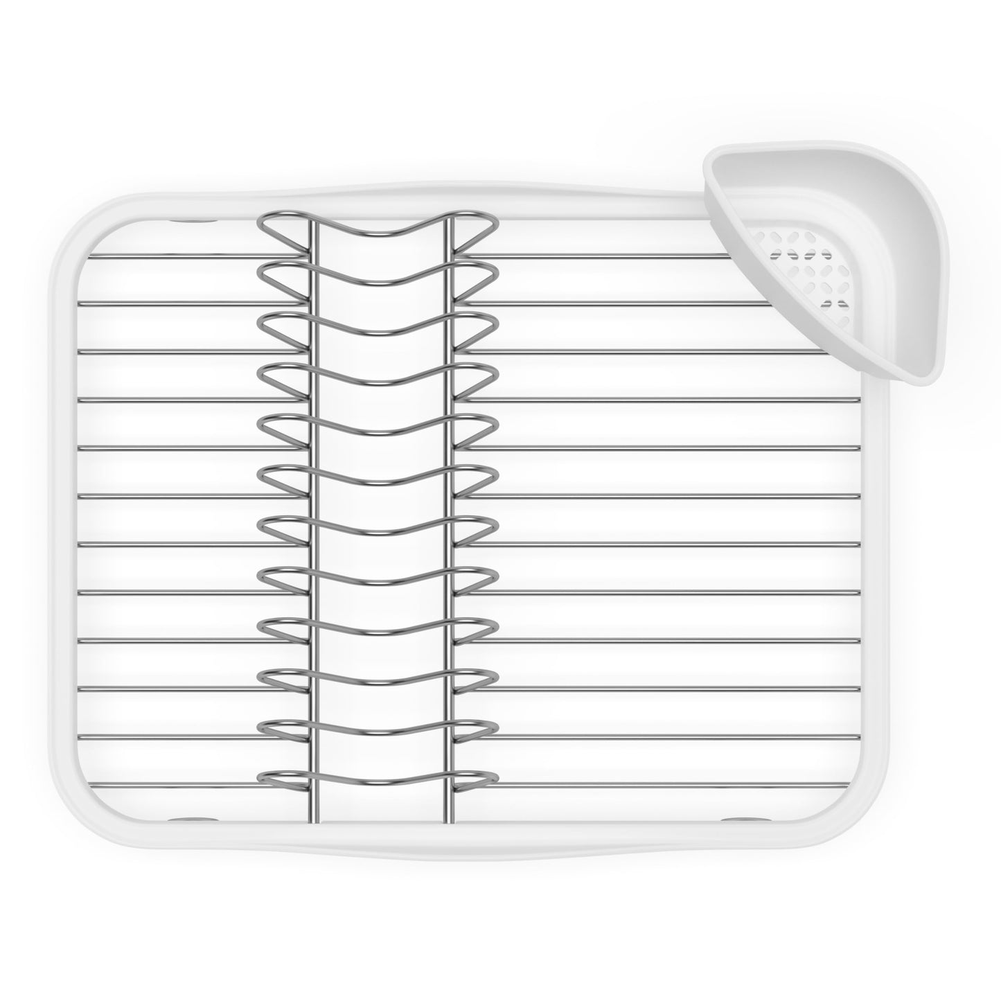Umbra Sinkin Drying Rack – Dish Drainer Caddy with Removable Cutlery Holder Fits in Sink or on Counter top, Medium, White/Nickel Kitchen