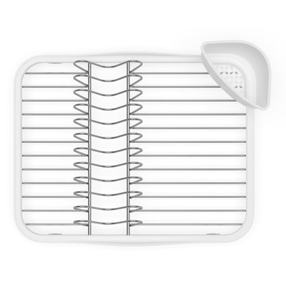 Umbra Sinkin Drying Rack – Dish Drainer Caddy with Removable Cutlery Holder Fits in Sink or on Counter top, Medium, White/Nickel Kitchen