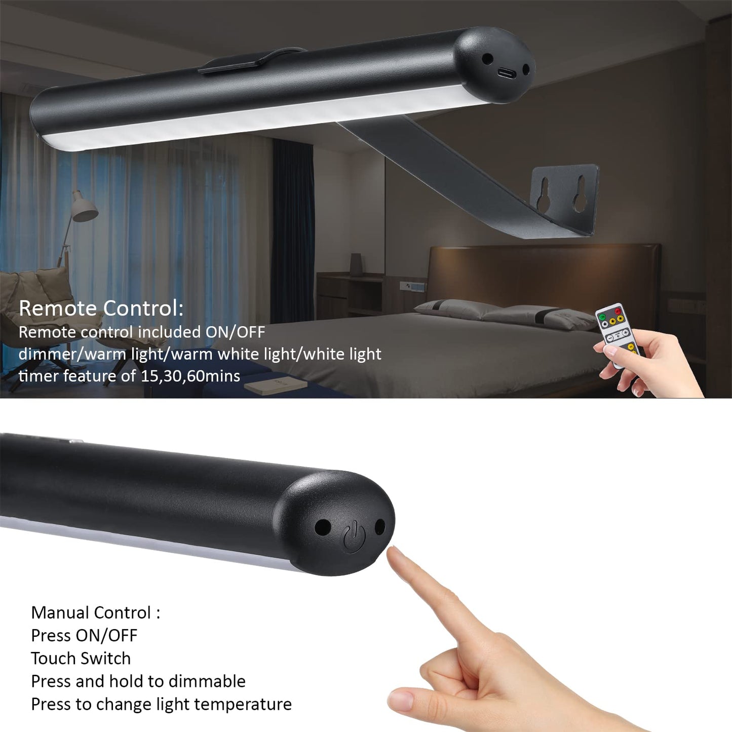 VIGMOJ Wireless Picture Light Battery Operated,Rechargeable Painting Light with Remote Control,Metal Art Display Lamp,3 Modes,Dimmable Dartboard Light with Timer for Frame Picture Gallery,300LM