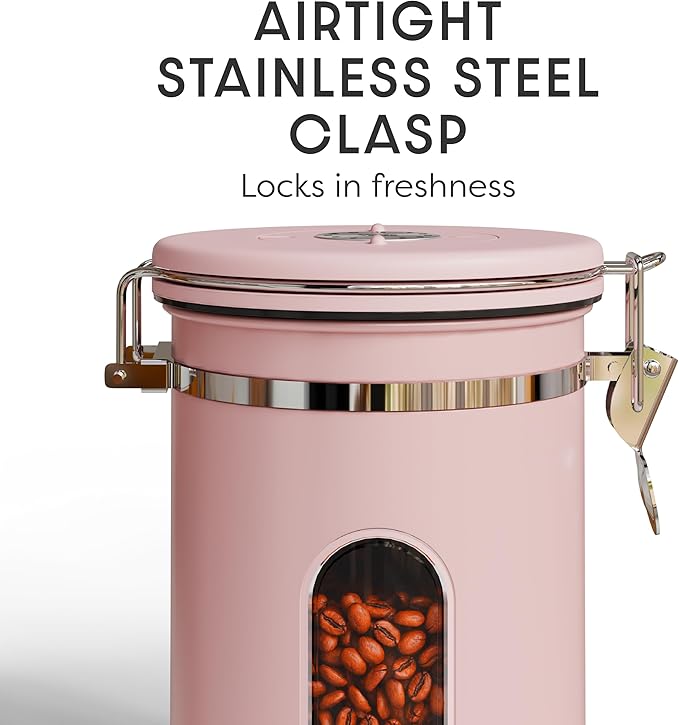 Veken Coffee Canister with Window, Easter Gifts Airtight Stainless Steel