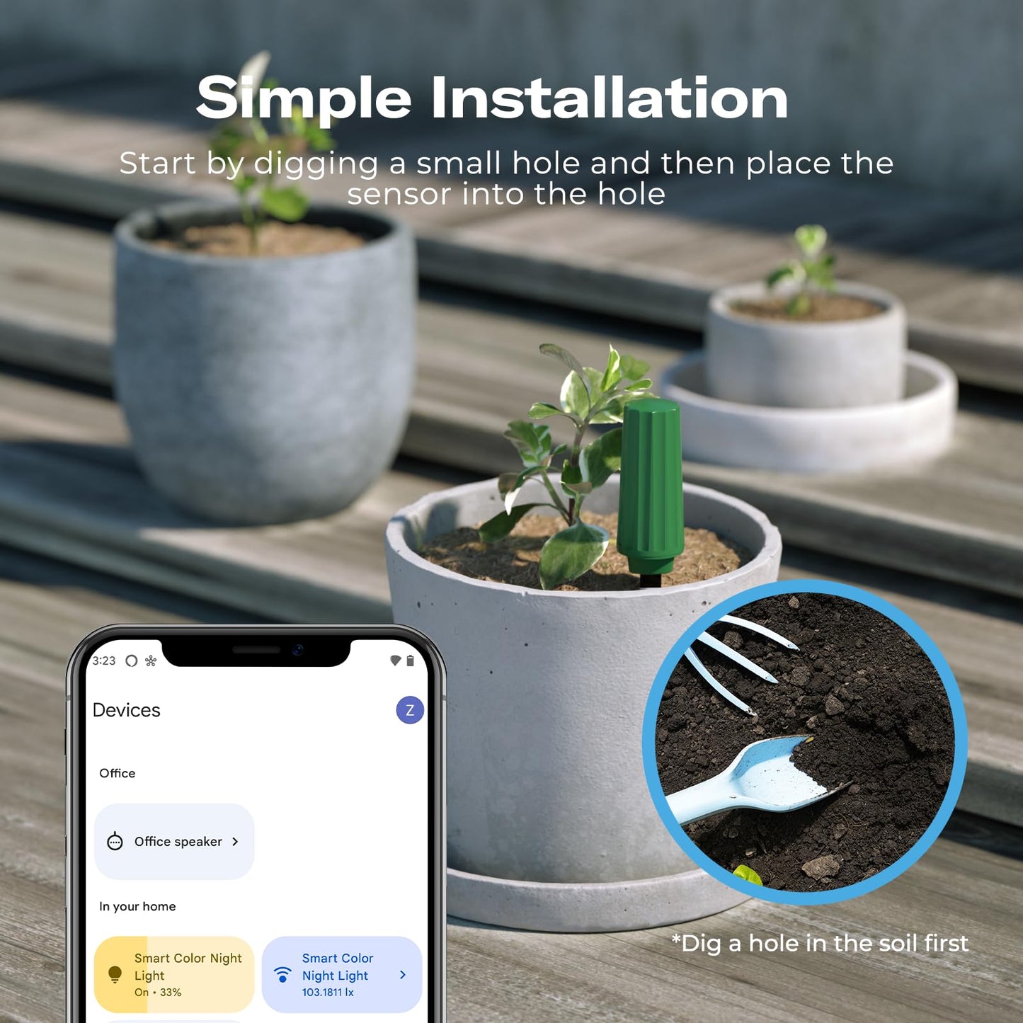 THIRDREALITY Smart Soil Moisture Sensor,Zigbee hub Needed,Accurate Measure,Capacitive Probe,Moisture/Temperature Meter for Garden Planting,Compatible with Homey,Hubitat, SmartThings,Home Assistant