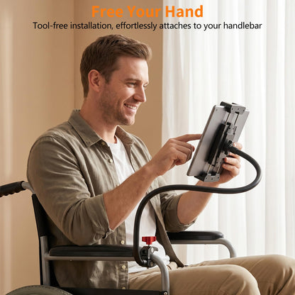 Gooseneck Tablet Holder, 19.69" Metal Crab Clamp iPad/iPhone Mount for Stroller/Treadmill/Golf Cart/Boat/Mic Stand/Gym Bicycle Handlebar Clamp/Desk, Compatible with 4-13" iPad Pro/Air/Mini/E-book