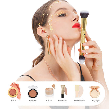 DUcare Foundation Brush Contour Bronzer Makeup Brush Double Ended Self Tanner Brush Sculpting Brush for Blending Liquid Powder Concealer Cream Cosmetics Blush Buffe