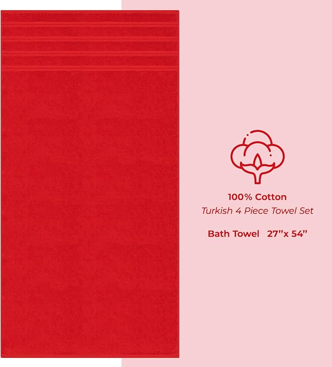American Soft Linen Luxury 4 Piece Bath Towel Set, 600 GSM 100% Cotton Turkish