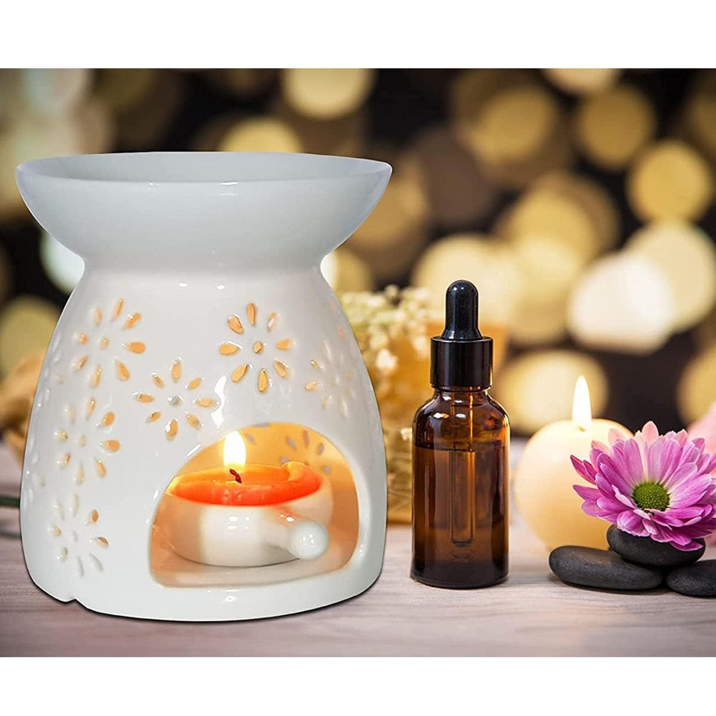GENTI 2PCS Ceramic Tea Light Holder, Aromatherapy Oil Burner, Wax Warmer, Tealight Holder for Home Decor