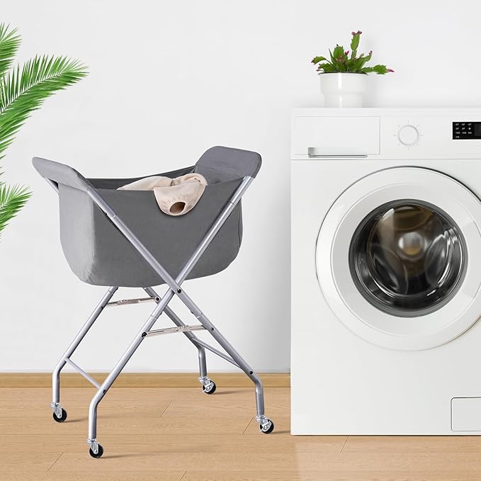 ELYKEN Laundry Cart with Wheels, 32”H Easy Rolling Laundry Hamper with