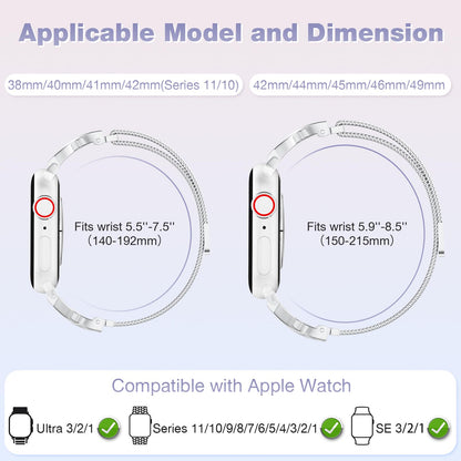 Slim Milanese Loop Compatible with Apple Watch Straps 38mm 40mm 41mm 42mm 44mm 45mm 46mm Series 11 10 9 8 7 6 5 4 SE 3 2 1 Womens,Thin Magnetic Metal band with X-Shape Diamond Clasp for iWatch Straps