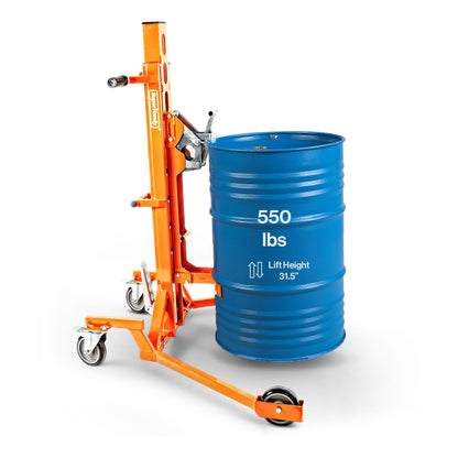 SuperHandy Hydraulic Drum Lift for 55-Gallon Drums – Heavy-Duty Barrel Lifter, 550 LB Capacity, Easy-to-Use Drum Handler with PU Wheels for Warehouse & Industrial Use