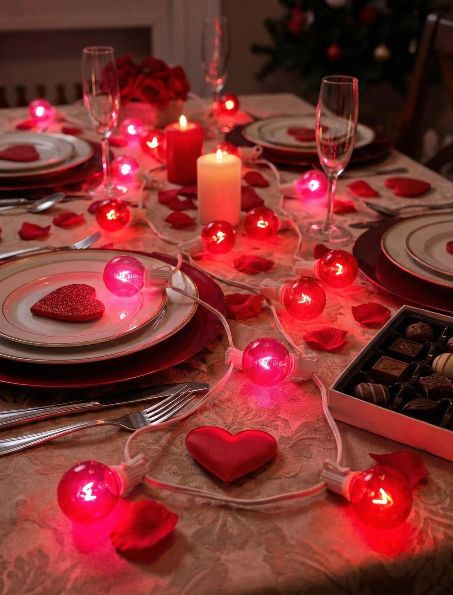 G40 Red and Pink Valentine’s Day String Lights, 25Ft Outdoor Valentines Day Decorations Lights with 27 Red & Pink Globe Bulbs,Hanging Patio Lights Waterproof for Christmas Wedding Party Garden Holiday