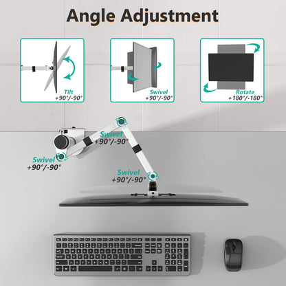 WALI Monitor Arm Mount for Desk, Single Extra Tall Computer Desk Mount, Monitor Bracket Mount Stand Single, up to 32 inch, 22 lbs (M001XL), Black