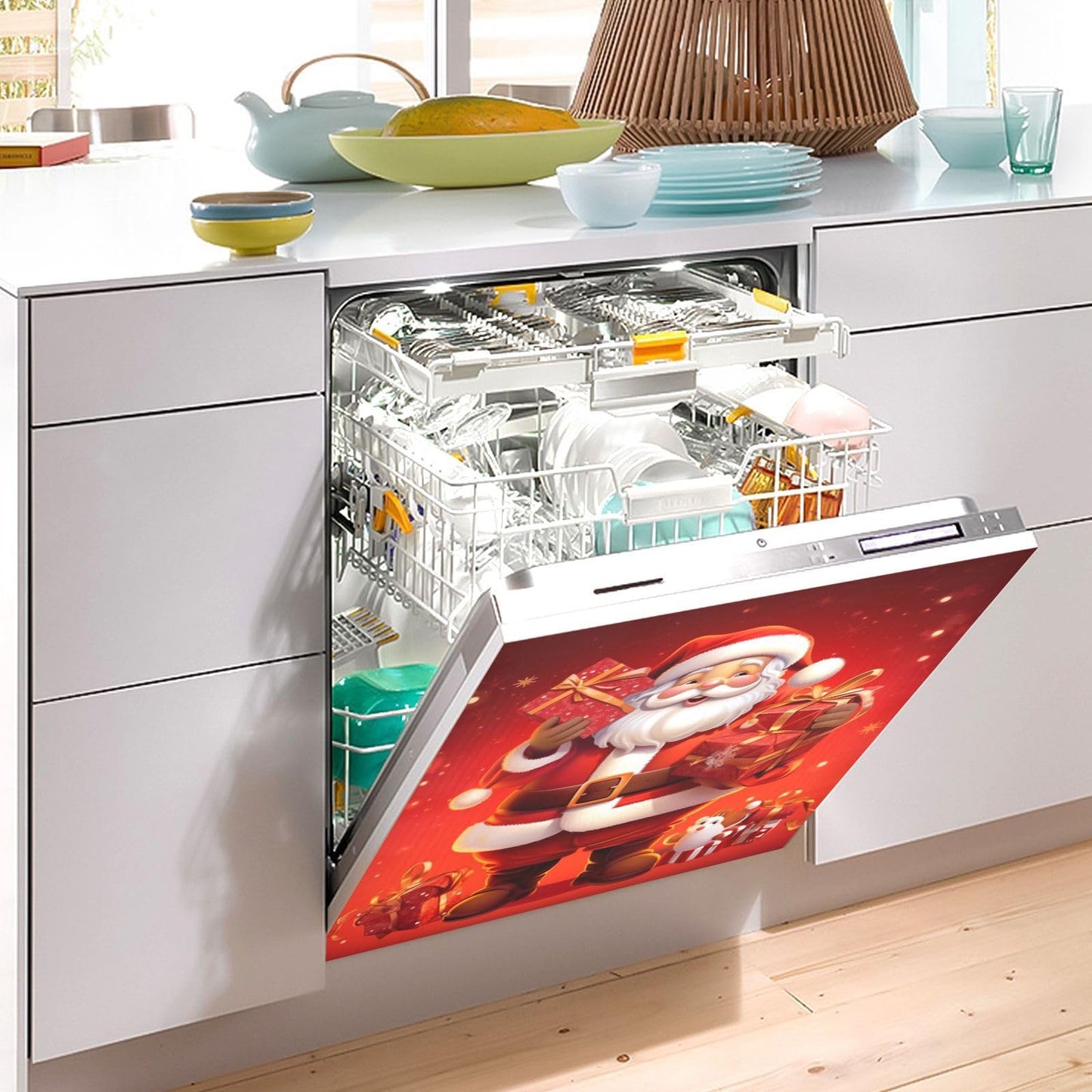 Bulletgxll Christmas Santa Dishwasher Magnet Cover Decorative Magnetic Dishwasher Front Door Cover Refrigerator Magnet Sheet Sticker for Home Kitchen Decor, 23 x 26 Inch