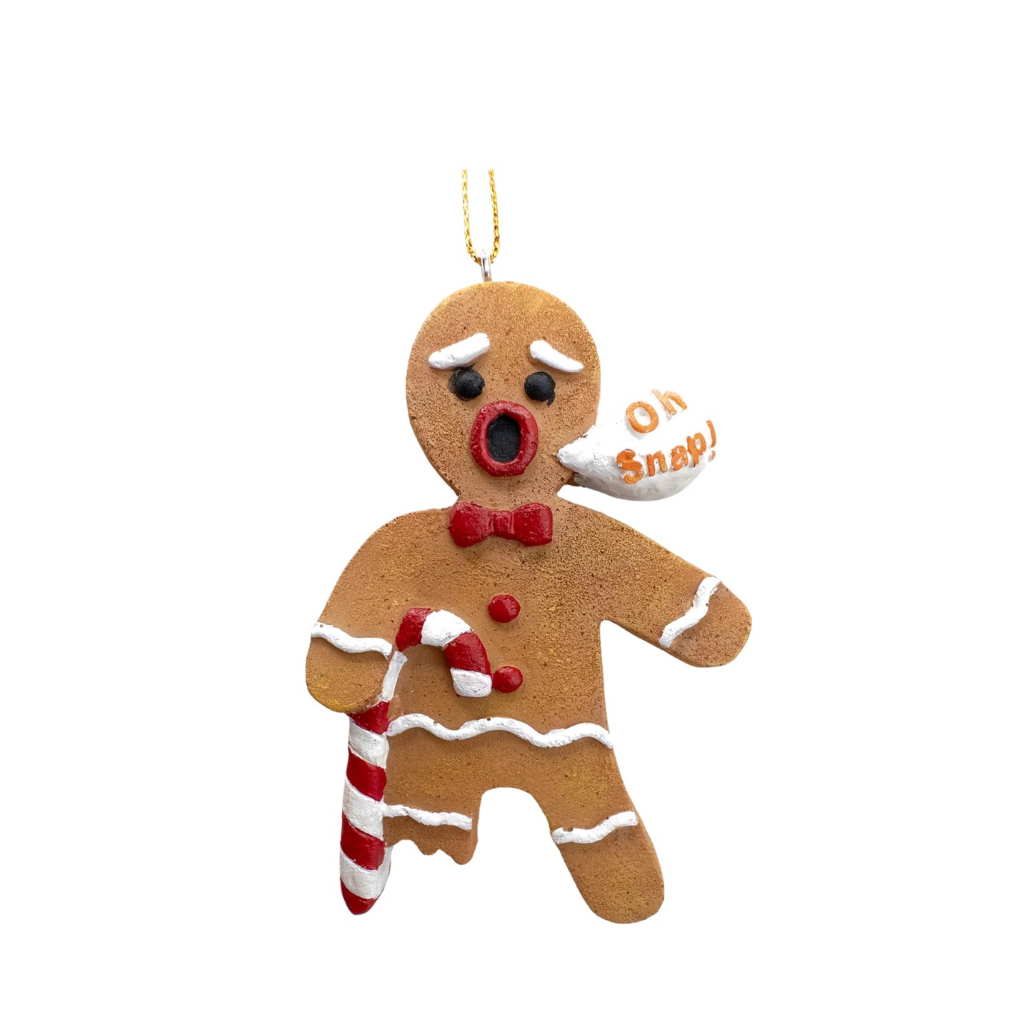 Gingerbread Man Cookie Oh Snap! Broken Leg Candy Cane Crutch Funny Christmas Tree Ornament