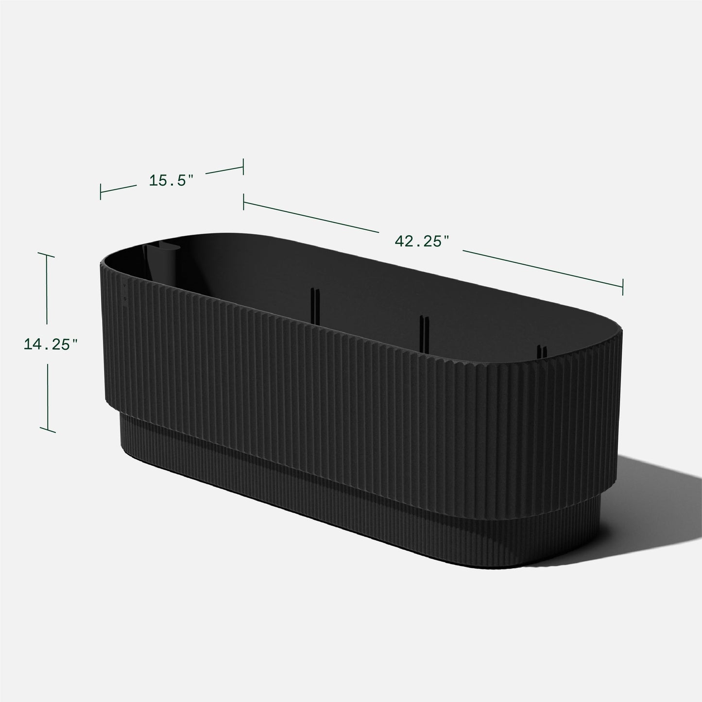 Veradek Demi Series Long Planter for Porch, Patio, Backyard | Durable Plastic-Stone Composite Material | Modern Décor for Shrubs, Flowers