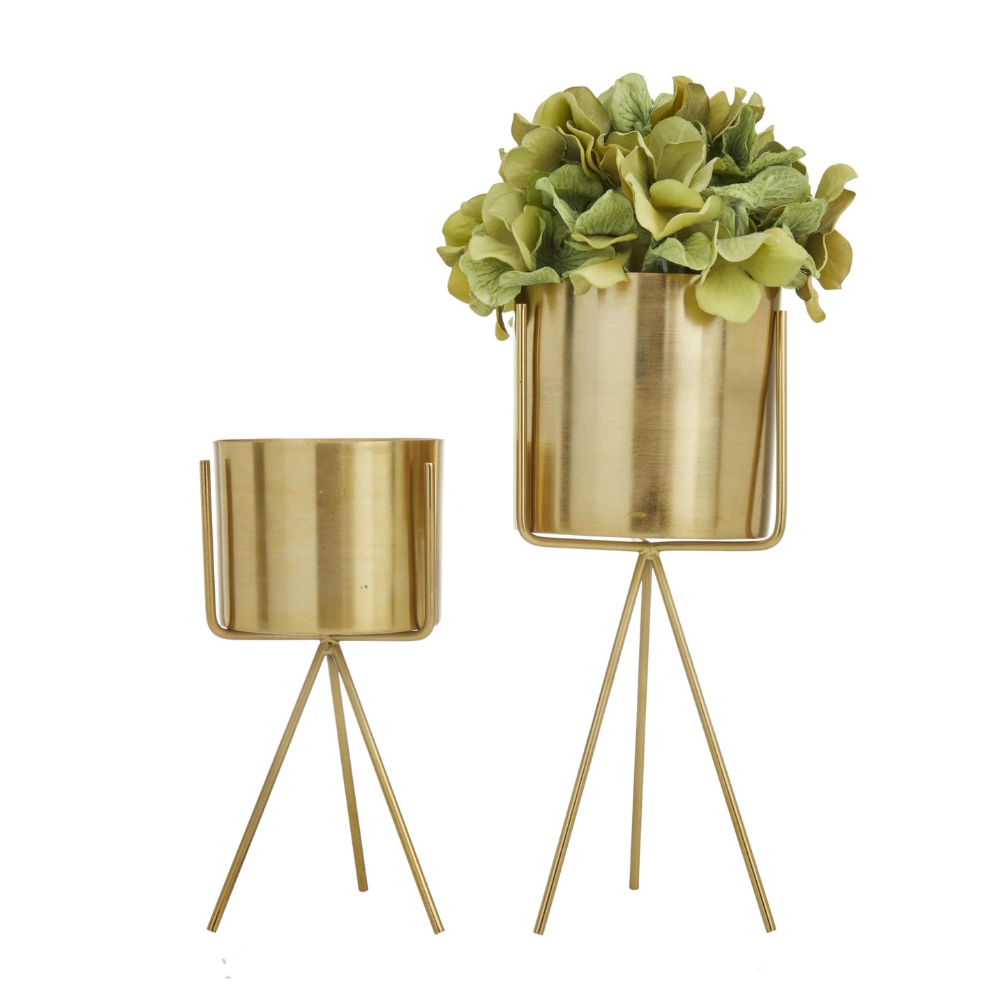 CosmoLiving by Cosmopolitan Metal Indoor Outdoor Planter Small Small Planter Pot with Removable Stand, Set of 2 Planters 12", 9"H, Gold