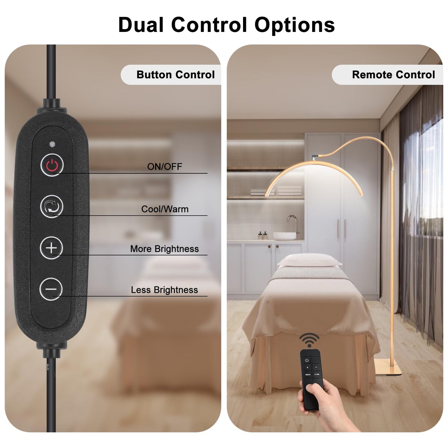 MINIEAR Half Moon Lash Light for Eyelash Extensions & Estheticians, Dimmable LED Lash Lamp with Flexible Gooseneck, Shadow-Free Moon Light for Lash Tech, Tattoo, SPA, Eyelash Lamp (Gold)