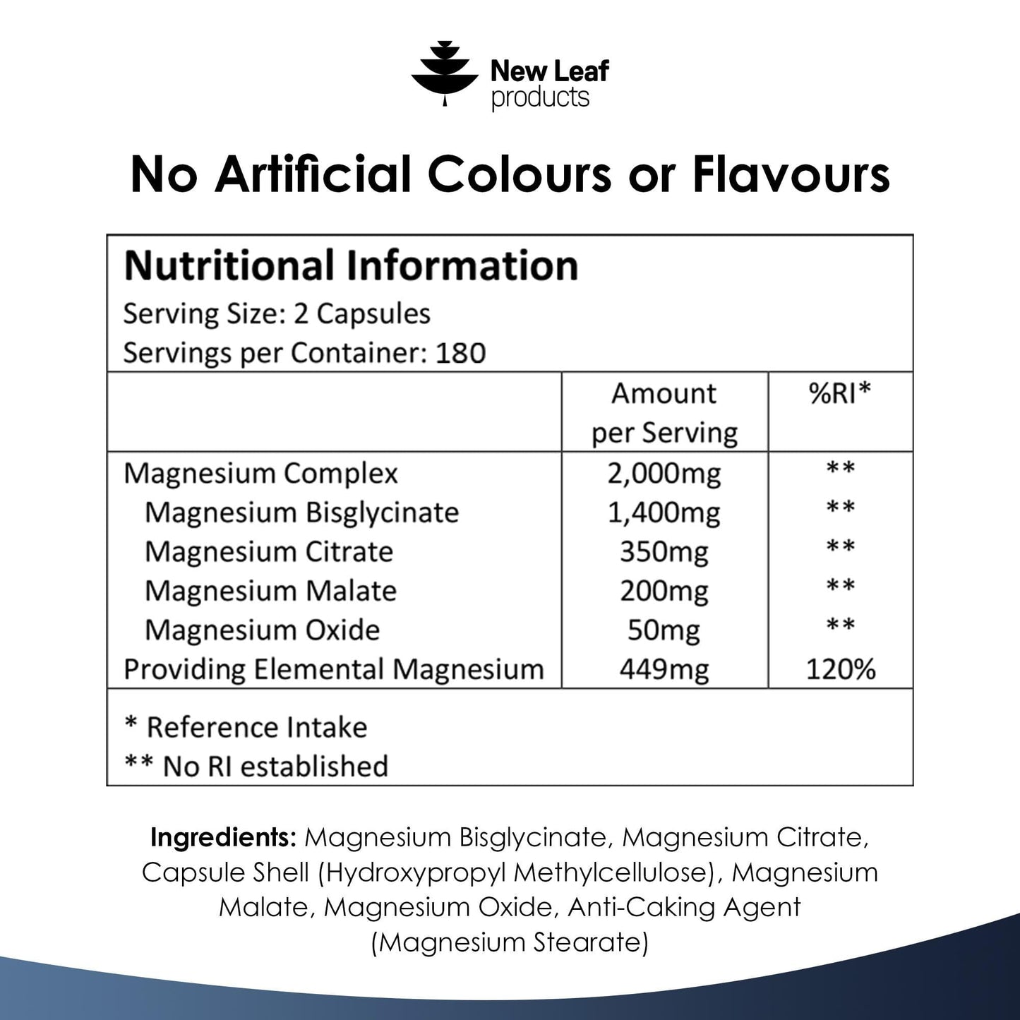 Magnesium Glycinate 4-in-1 Complex 2000mg - High Strength Magnesium Supplements - Bisglycinate,Citrate, Malate, Oxide - 360 Capsules 449mg Elemental - Vegan UK Made by New Leaf
