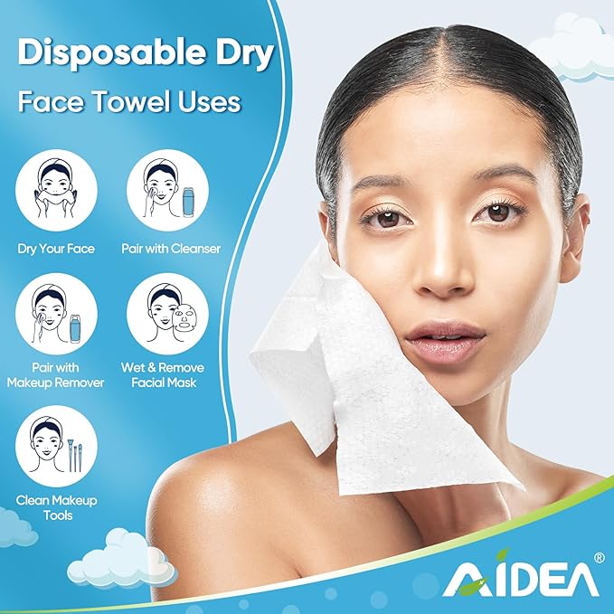 AIDEA Face Towels Disposable-100Ct, Clean Facial Towelettes
