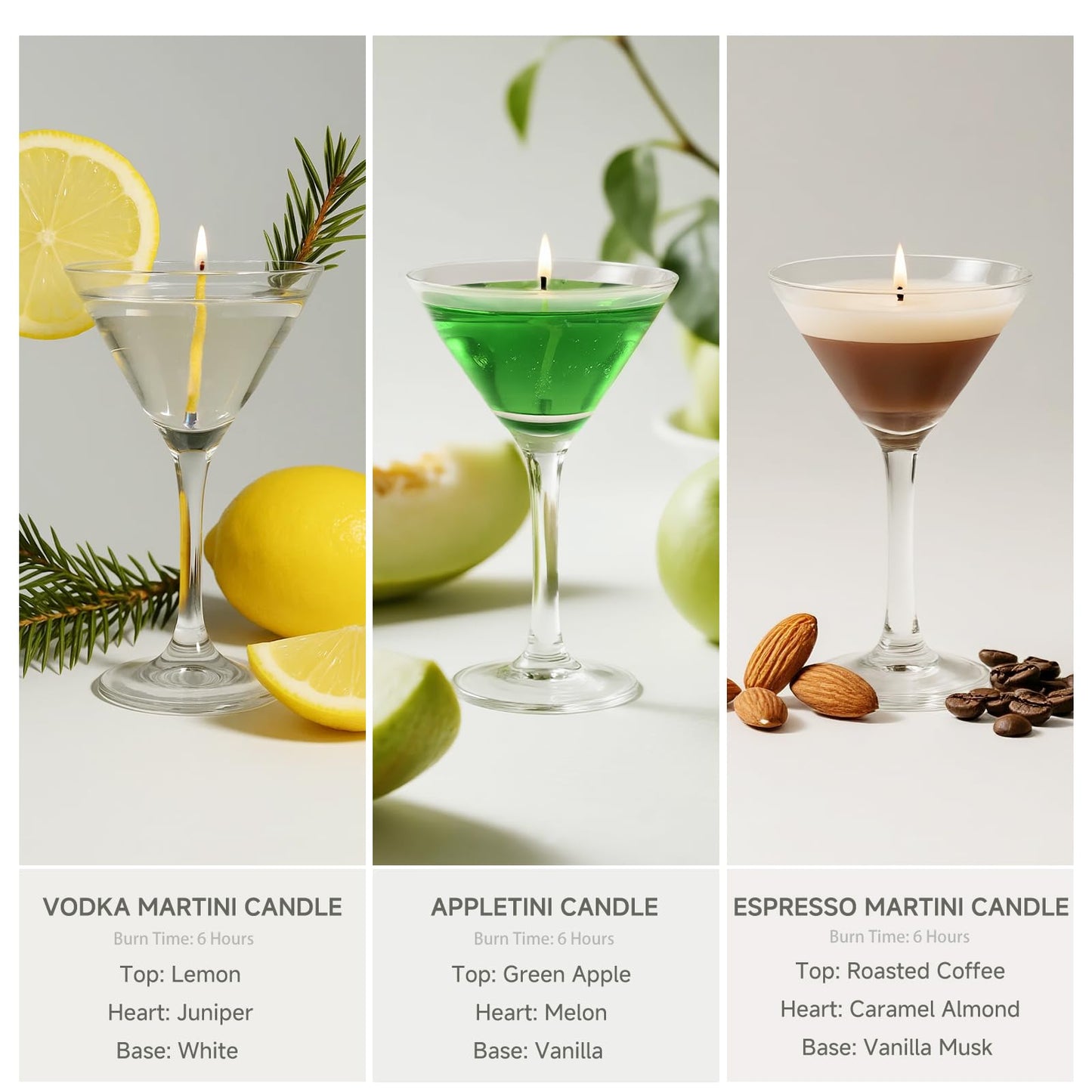 KOIMYSA 3-Pack Mini Espresso Martini Scented Candle Set, Unique Aromatherapy Candles Gifts for Women Men Wife Friends Coffee Lover, Bar Cart Home Décor