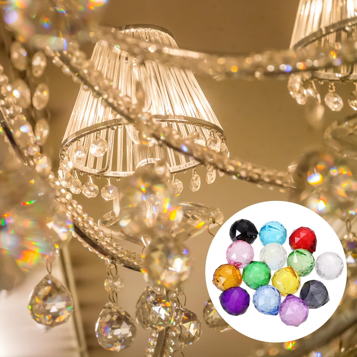 MECCANIXITY 20Pack Crystal Ball Prism, 20mm/0.8" Decorative Ball Sun Shine Catcher Suncatcher Beads for Chandelier Window Wedding Decoration Home Decor, Black