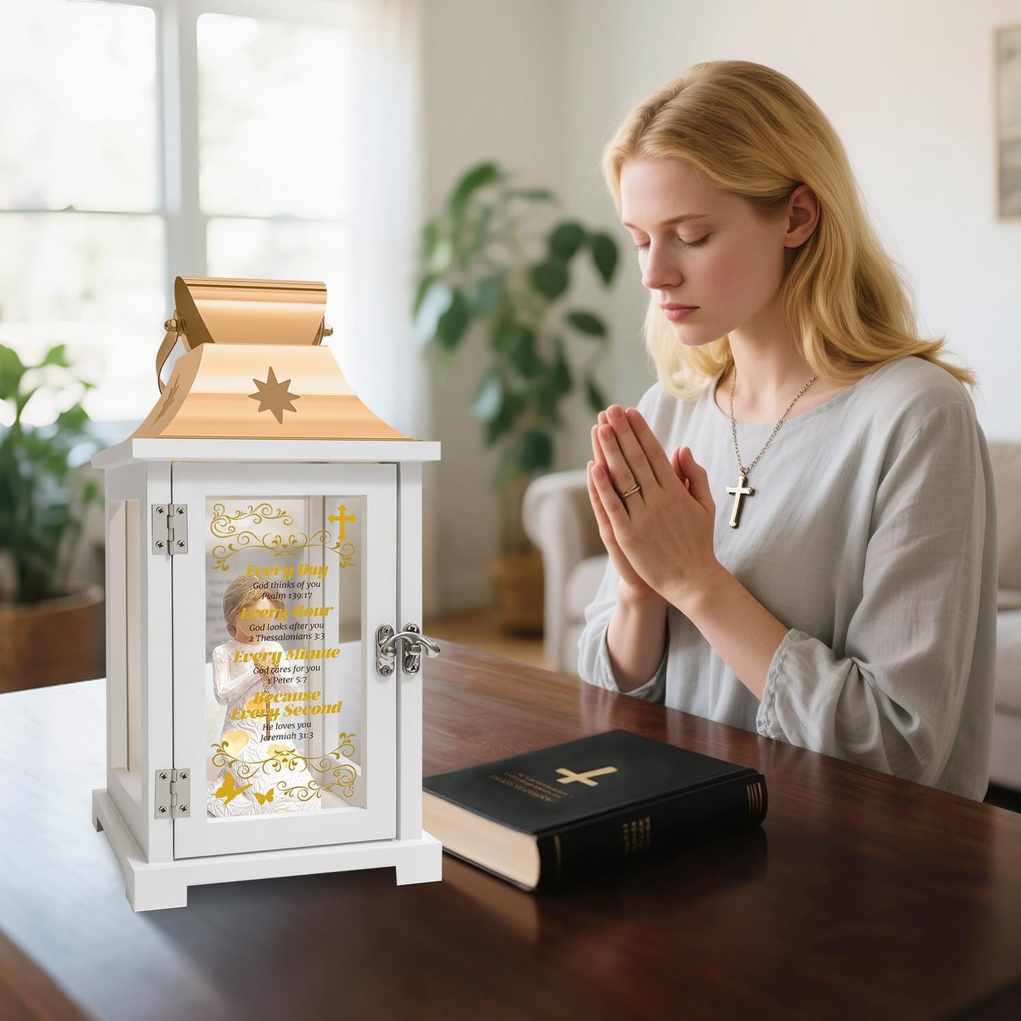 Christian Gifts for Women Faith, Inspirational Gift, Prayer of Peace Figurine Lantern, Religious Gifts for Female Men, Spiritual Gift