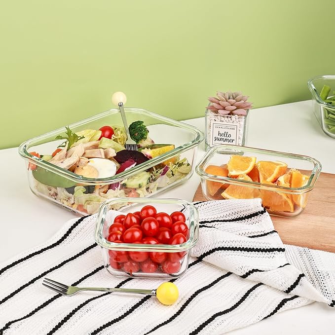 Liuruiyu 8 Pack Glass Food Storage Containers