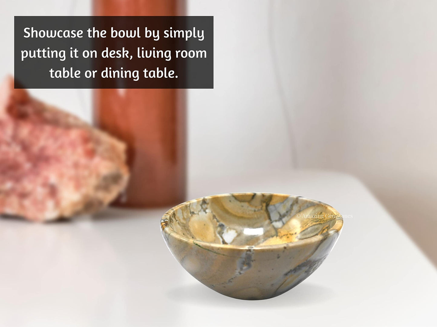 Conglomerate Jasper Crystal Bowl - 2 Inch Decorative Bowls for Room and Home Decor - Gemstone Healing Crystals for Elegant Display, Positive Energy Balance and Gift