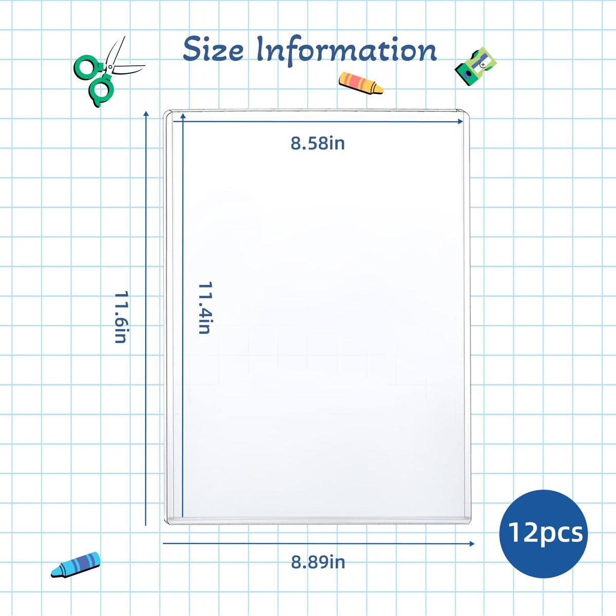 12 Pcs 8 1/2" x 11" Rigid Print Protectors - Clear Toploaders - Hard Plastic Document & Photo Sleeves - Birth Certificate Protector